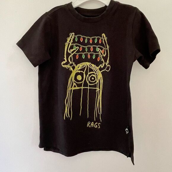 Rags Black Kids Graphic Tee Size 3/4 - Picture 1 of 6